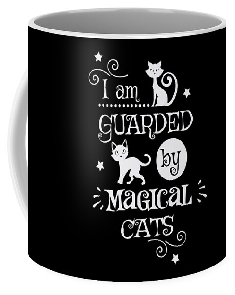 Halloween Coffee Mug featuring the digital art Halloween Decor I am guarded by magical cats by Matthias Hauser