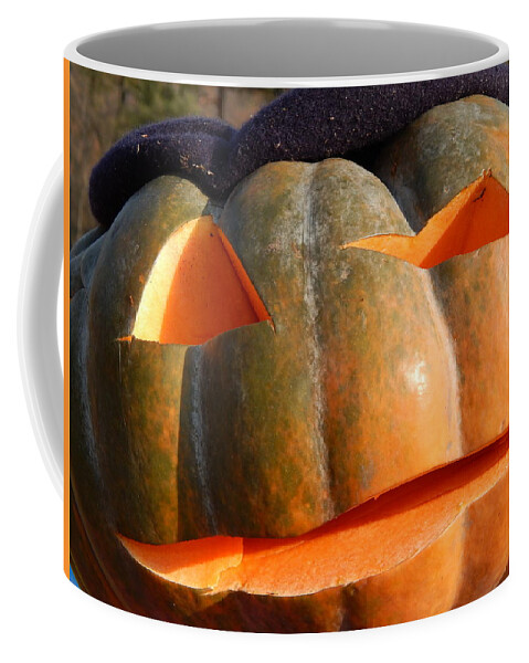 Thanksgiving Coffee Mug featuring the photograph Halloween holiday day carved pumpkin by Oleg Prokopenko