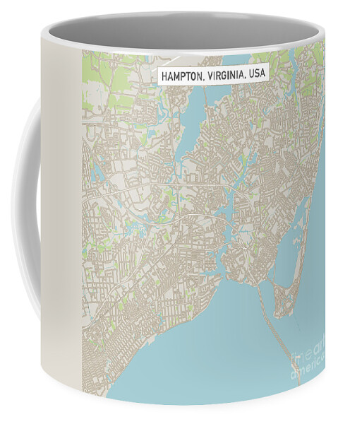 Hampton Coffee Mug featuring the digital art Hampton Virginia US City Street Map by Frank Ramspott