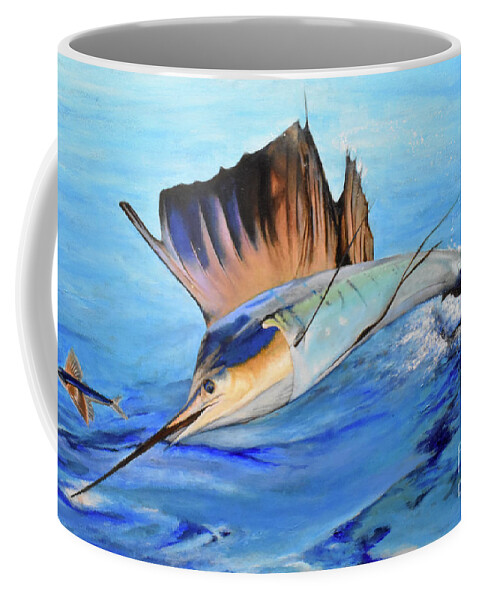 Sailfish Coffee Mug featuring the painting Hang Time by Jerome Wilson