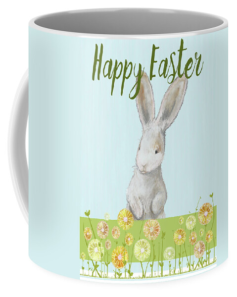 Happy Coffee Mug featuring the mixed media Happy Easter Bunny I by Diannart