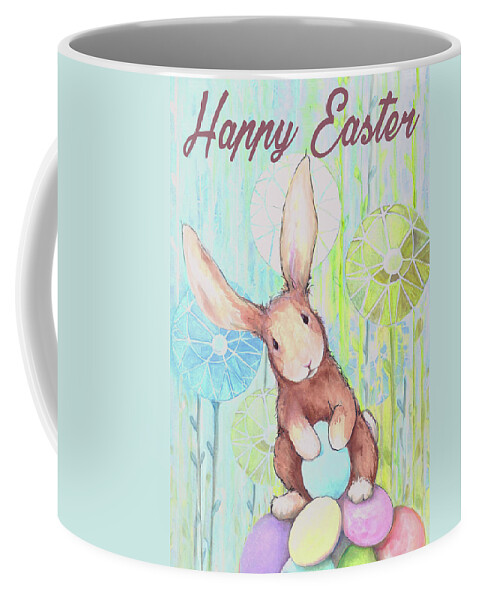 Happy Coffee Mug featuring the mixed media Happy Easter Bunny IIi by Diannart