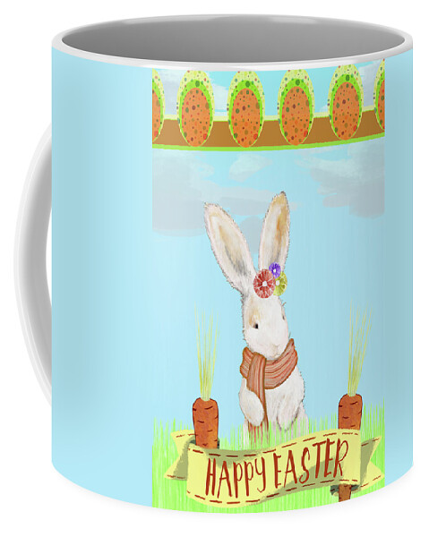 Happy Coffee Mug featuring the mixed media Happy Easter Bunny Iv by Diannart