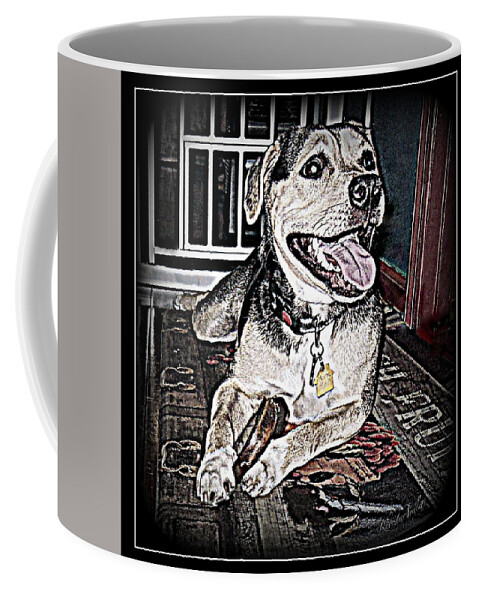 Dog Coffee Mug featuring the mixed media Happy Girl by YoMamaBird Rhonda