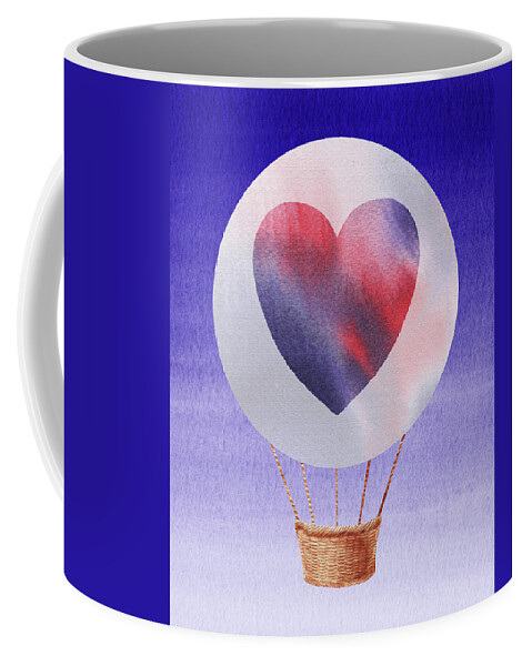 Watercolor Coffee Mug featuring the painting Happy Heart Hot Air Balloon Watercolor IV by Irina Sztukowski