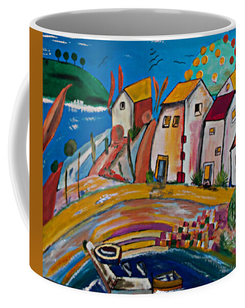 Happy Hollyday, original by the artist, naive painting, acrylic Coffee Mug