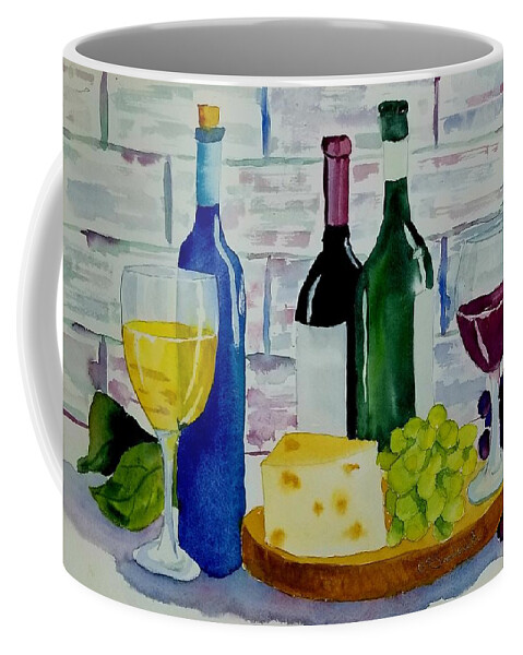 Wine Coffee Mug featuring the painting Happy Hour by Ann Frederick