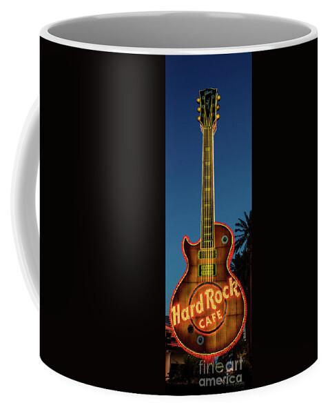 Las Vegas Strip Coffee Mug featuring the photograph Hard Rock Hotel Guitar at Sunrise Front View 3 to 1 Ratio R.I.P. by Aloha Art