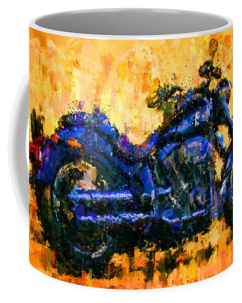  Impressionism Coffee Mug featuring the painting Harley Davidson Fat Boy by Vart Studio