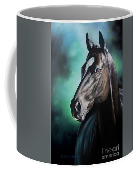 Black Horse Coffee Mug featuring the pastel Havanah Goodtime by Joni Beinborn
