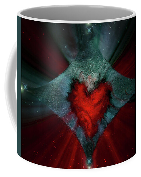 Heart And Stars Coffee Mug featuring the digital art Heart And Stars by Linda Sannuti
