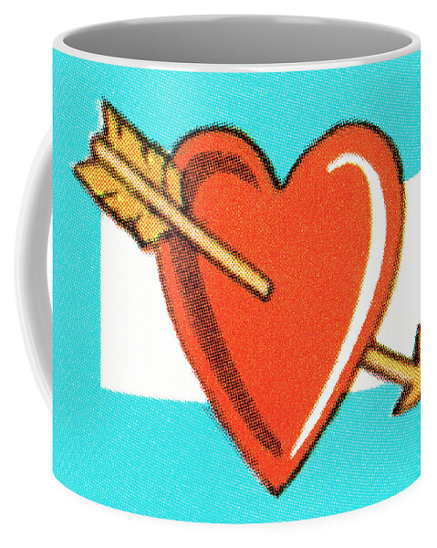 Affection Coffee Mug featuring the drawing Heart hit by Cupid's arrow by CSA Images