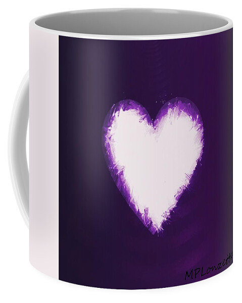 Purple Coffee Mug featuring the painting Heart of Purple by Marian Lonzetta