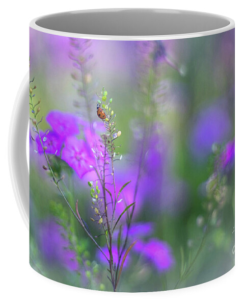 Purple And Lavender Phlox Coffee Mug featuring the photograph Heartsong In The Meadow by Mary Lou Chmura