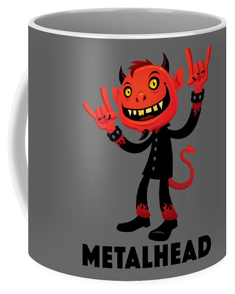 Band Coffee Mug featuring the digital art Heavy Metal Devil Metalhead by John Schwegel