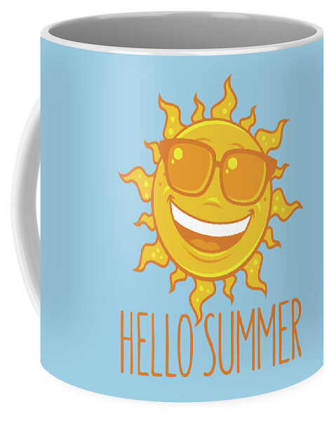 Beach Coffee Mug featuring the digital art Hello Summer Sun With Sunglasses by John Schwegel