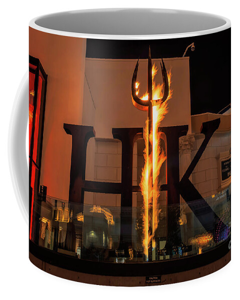 Hells Kitchen Coffee Mug featuring the photograph Hells Kitchen Burning Fire Logo Las Vegas by Aloha Art
