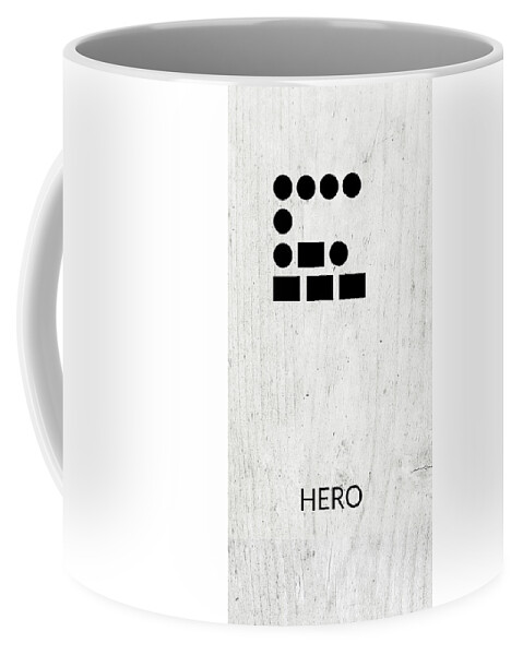 Hero Coffee Mug featuring the digital art Hero Morse Code 2- Art by Linda Woods by Linda Woods