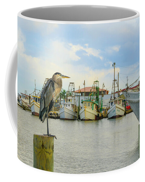 Great Coffee Mug featuring the photograph Heron at the Harbor by Christopher Rice