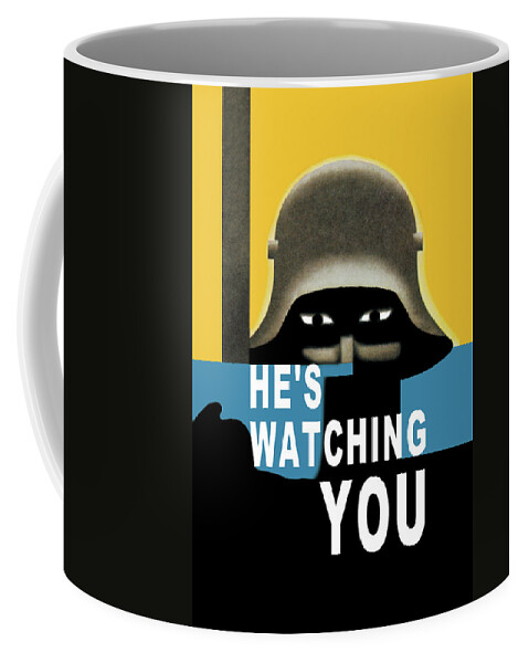 Espionage Coffee Mug featuring the painting He's Watching You by Glenn Grohe