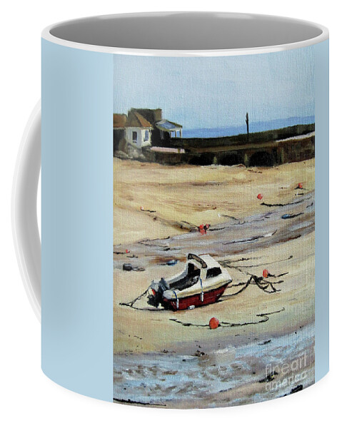 Boat Coffee Mug featuring the painting High and dry in St. Ives by Ulrike Miesen-Schuermann