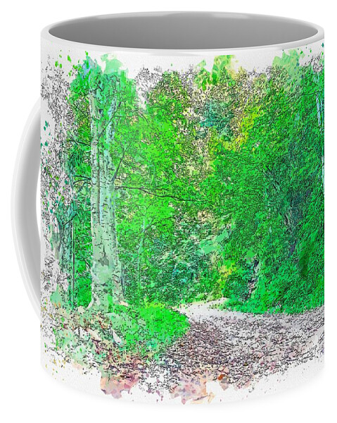 Nature Coffee Mug featuring the painting Hiking path - watercolor by Adam Asar by Celestial Images