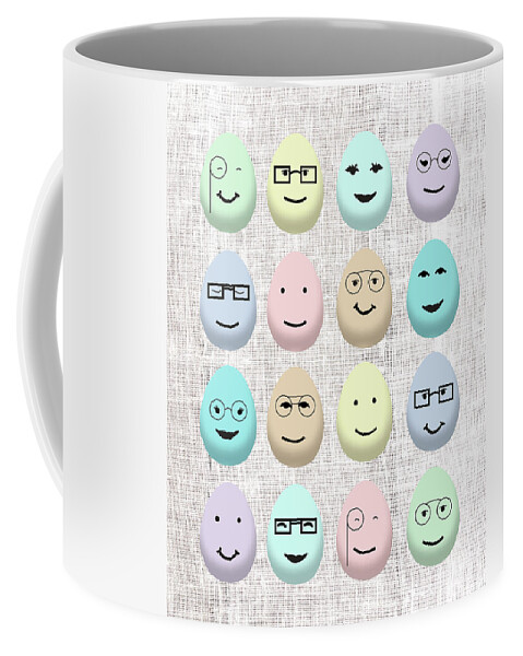 Hipster Coffee Mug featuring the digital art Hipster Happy Eggs by Sd Graphics Studio