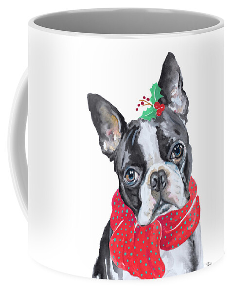 Holiday Coffee Mug featuring the painting Holiday Dog II by Patricia Pinto