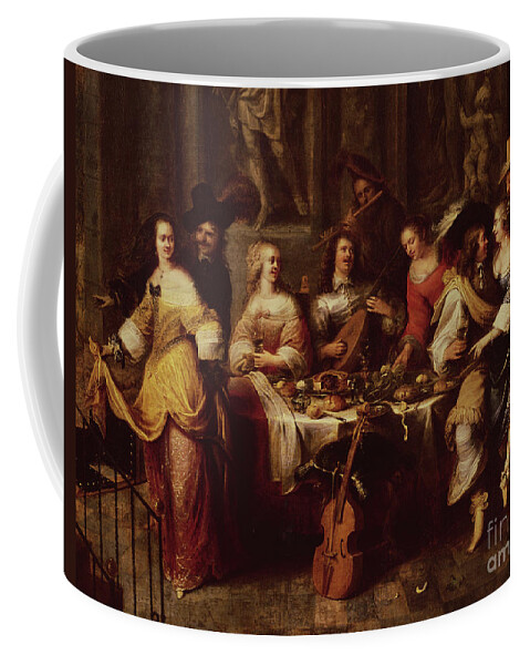 Banquet Coffee Mug featuring the painting Holiday Meal by Hieronymus Janssens