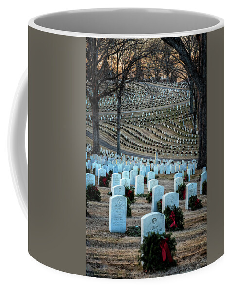 Marietta Georgia Coffee Mug featuring the photograph Holiday Wreaths At National Cemetery by Tom Singleton