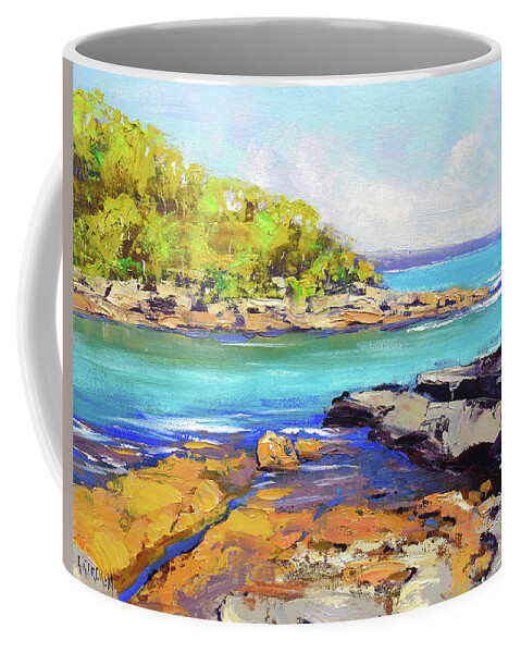Beach Scenes Coffee Mug featuring the painting Honey Moon Bay nsw by Graham Gercken