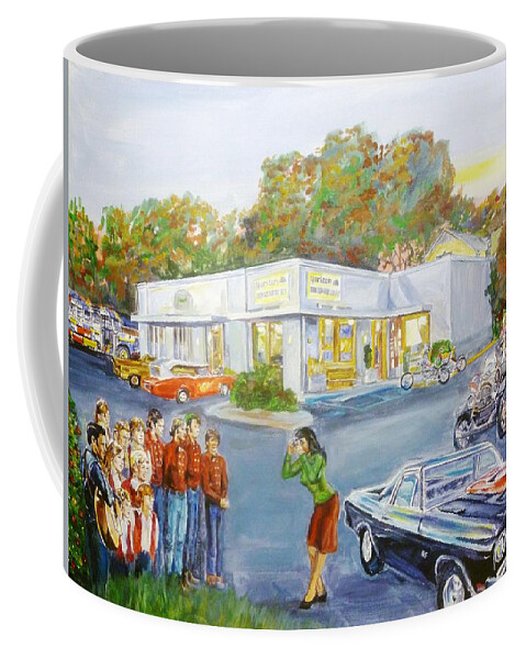 Christmas Coffee Mug featuring the painting Horizon Records Christmas Redux by Bryan Bustard