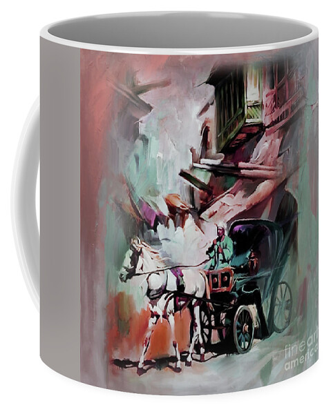 Polo Coffee Mug featuring the painting Horse Carting by Gull G