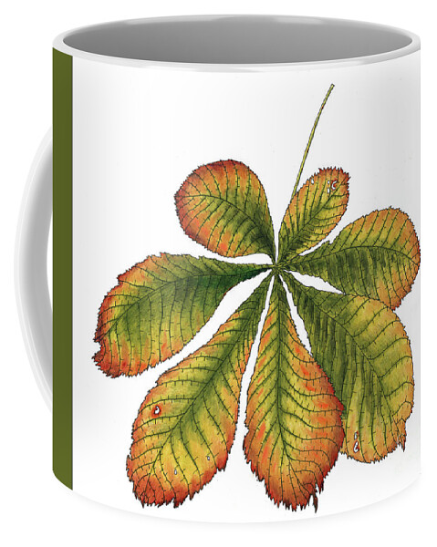 Horse Chestnut Leaf Coffee Mug featuring the painting Horse Chestnut leaf by Faisal Khouja