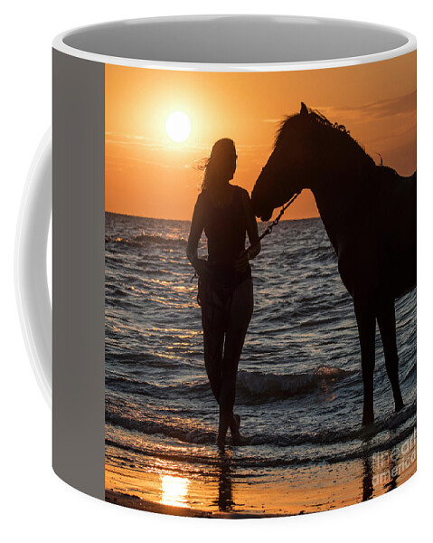 Female Coffee Mug featuring the photograph Horse on the Beach by Arterra Picture Library