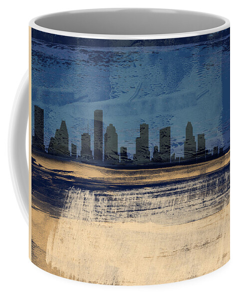 Houston Coffee Mug featuring the mixed media Houston Abstract Skyline I by Naxart Studio