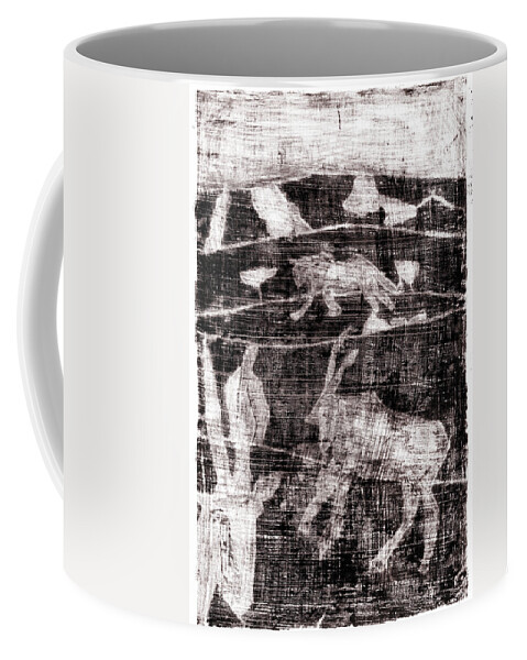 Black Coffee Mug featuring the painting How the leopard got his spots black oil painting OTD12 by Edgeworth Johnstone
