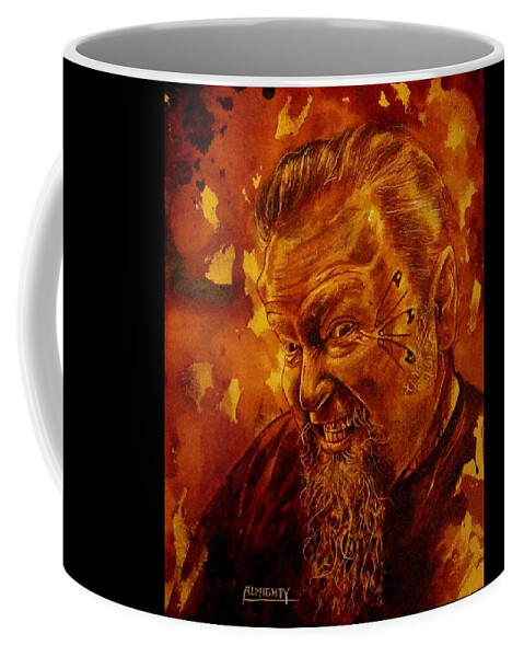 Ryan Almighty Coffee Mug featuring the painting Human Blood Artist Self Portrait - fresh blood by Ryan Almighty