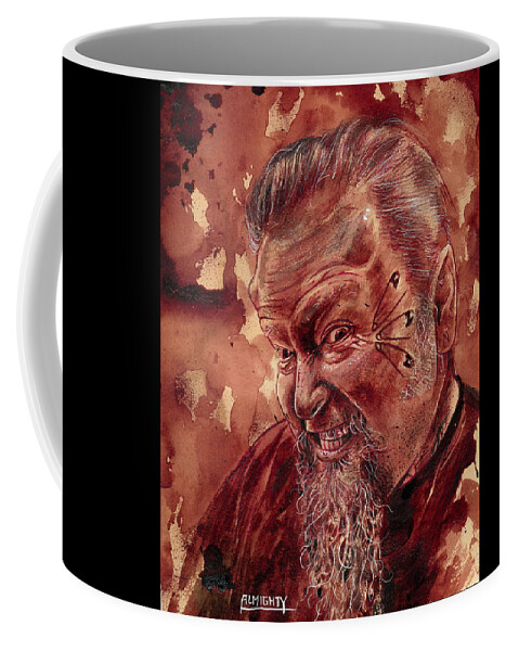 Ryan Almighty Coffee Mug featuring the painting Human Blood Artist Self Portrait - dry blood by Ryan Almighty