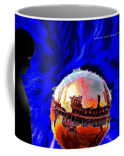Climate Change Coffee Mug featuring the digital art Humanity Calmly Watches The Extinction by Joe Paradis