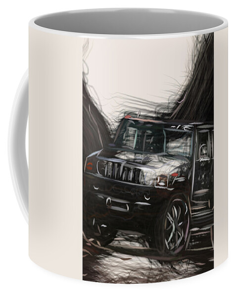 Hummer Coffee Mug featuring the digital art Hummer H2 Drawing by CarsToon Concept