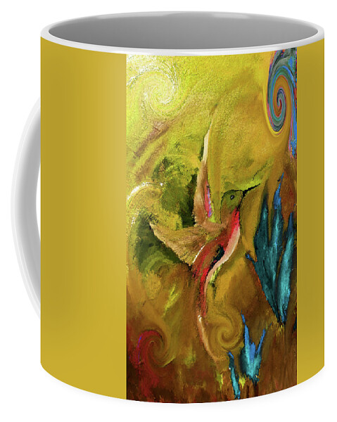 Hummingbird Coffee Mug featuring the digital art Hummingbird Twirling About by Lisa Kaiser