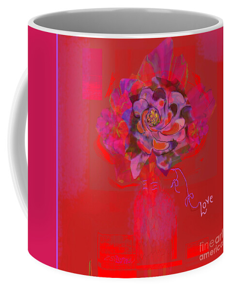 Square Coffee Mug featuring the mixed media Hummingbirds Red Fantasy by Zsanan Studio