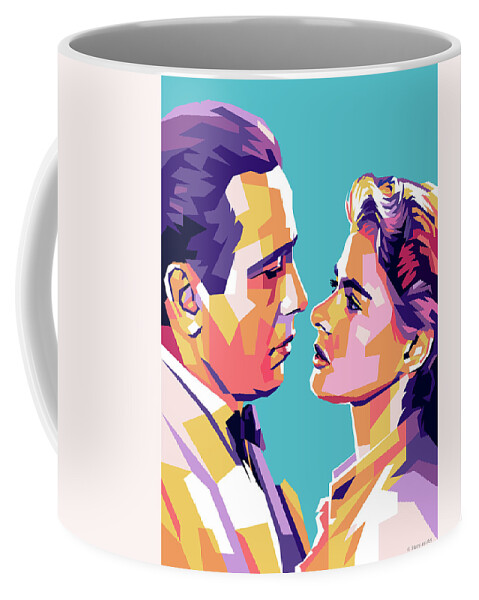  Humphrey Coffee Mug featuring the digital art Humphrey Bogart and Ingrid Bergman by Stars on Art