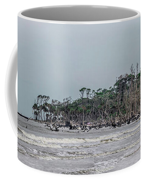 Beach Coffee Mug featuring the photograph Hunting Island Beach And Lighthouse In South Carolina by Alex Grichenko