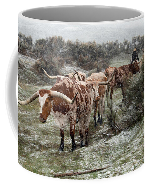 Cattle Drive Coffee Mug featuring the photograph I' ll Go My Way by Pamela Steege