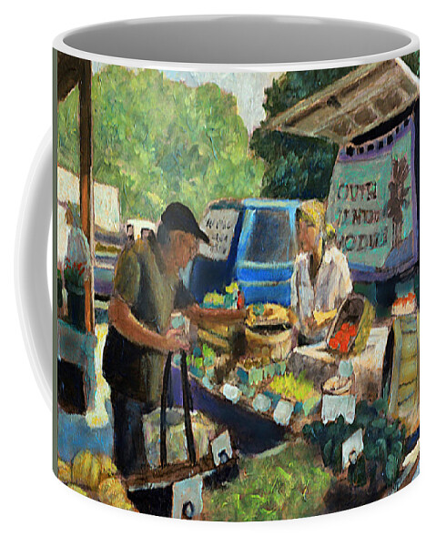 Farmers Market Coffee Mug featuring the painting I Will Take These by David Zimmerman