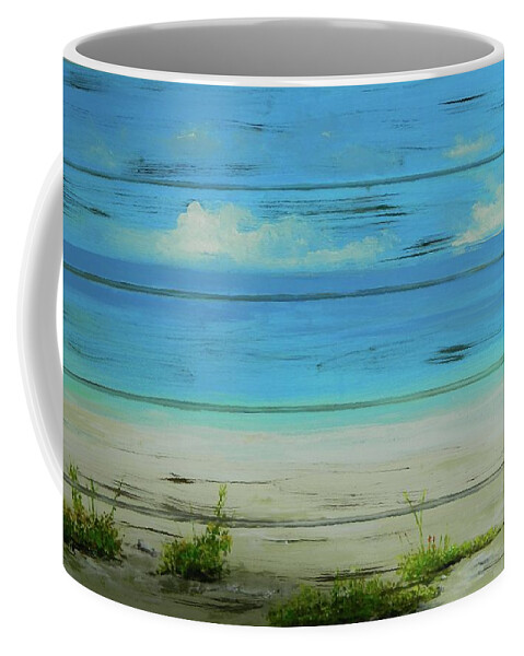 Tropical Landscape Coffee Mug featuring the painting I Love The Beach 2 by Kenneth Harris