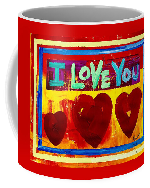 I Love You Coffee Mug featuring the painting I Love You - 1977 by Richard Sean Manning