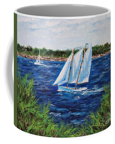 Schooner Coffee Mug featuring the painting I Spy A Schooner - without frame - Seilglede 5 by C E Dill